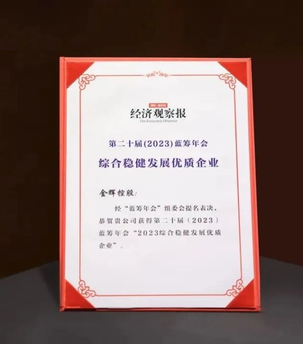 金辉控股荣获蓝筹年会稳健发展大奖